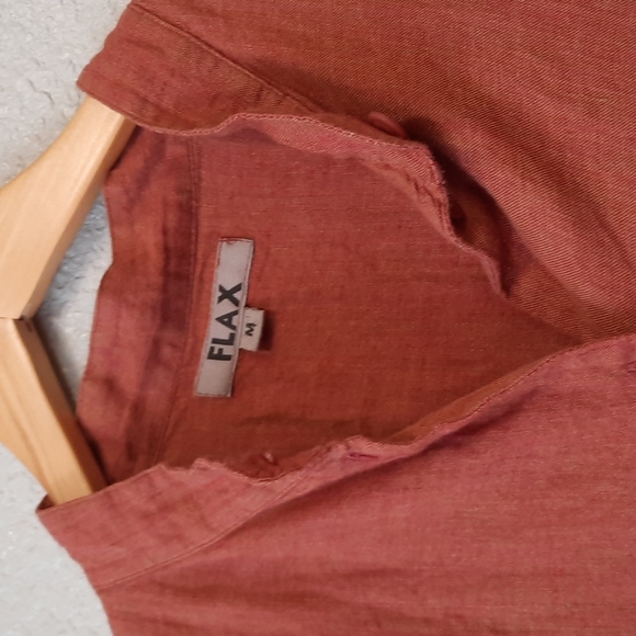 FLAX Linen Shirt  Jacket Tunic in Terracotta - Picture 4 of 4